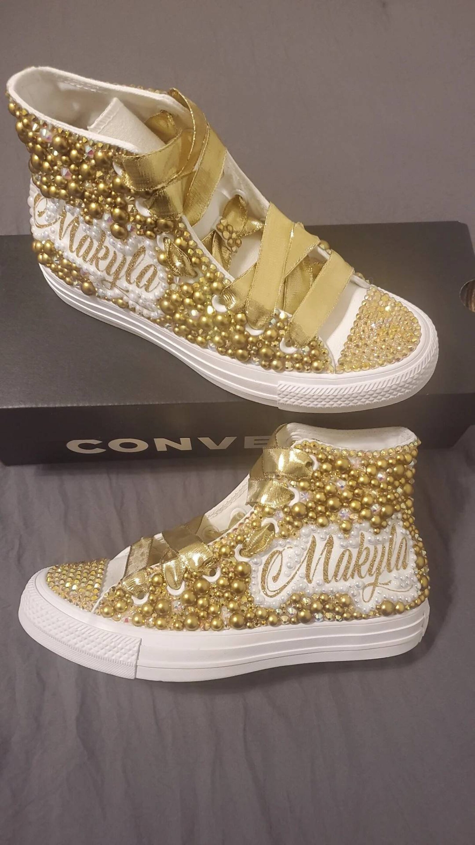 Prom or Wedding Bridal High Top Tennis Shoes With Pearl's - Etsy