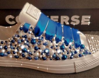 Adult Tennis Shoes with Pearl's and Rhinestones ( Bling )