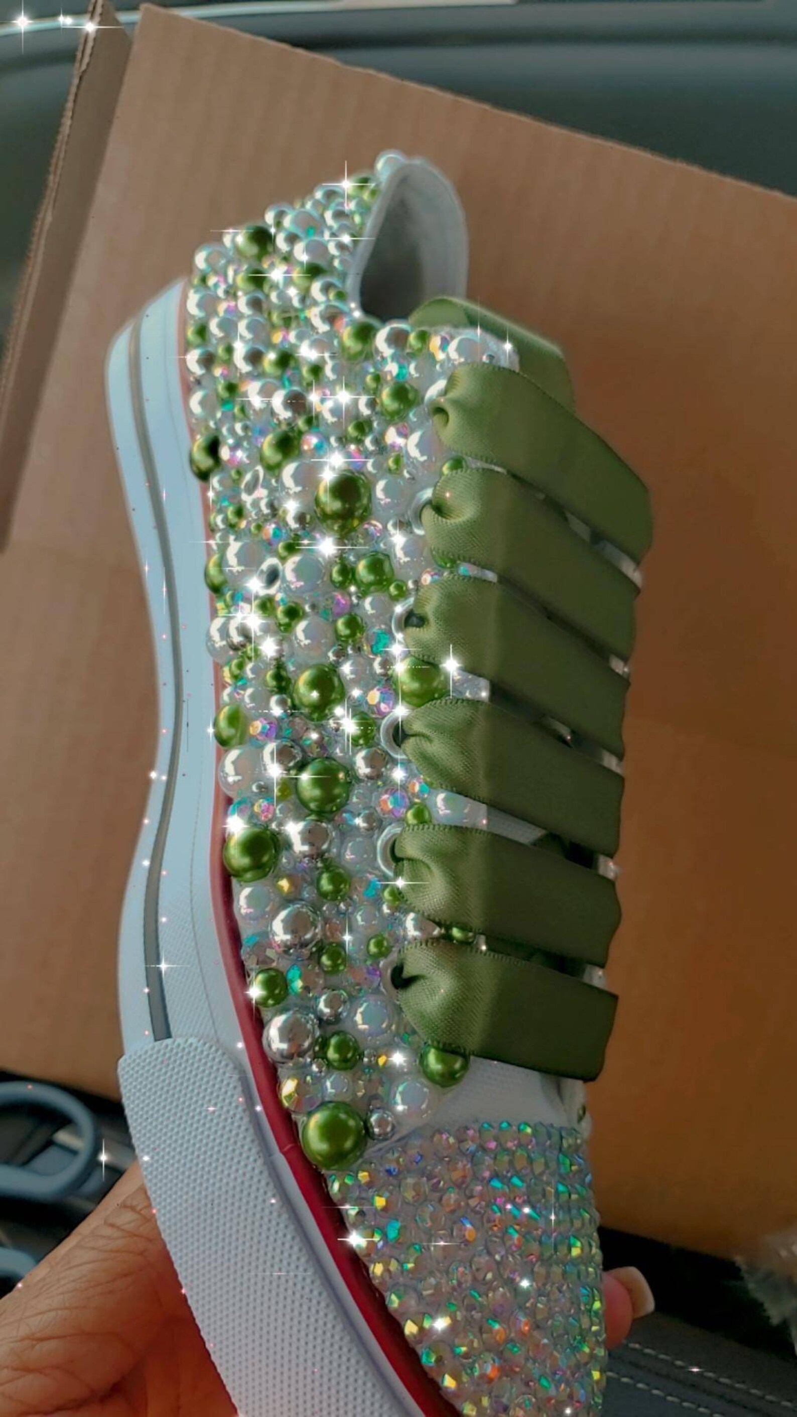 Converse Green Adult Tennis Shoes with Pearl's and Etsy