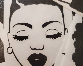 Afro Lady w/Short Hair Cut - Decal Sticker