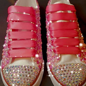 Pink Adult Tennis Shoes with Pearl&#39;s and  Rhinestones ( Bling )