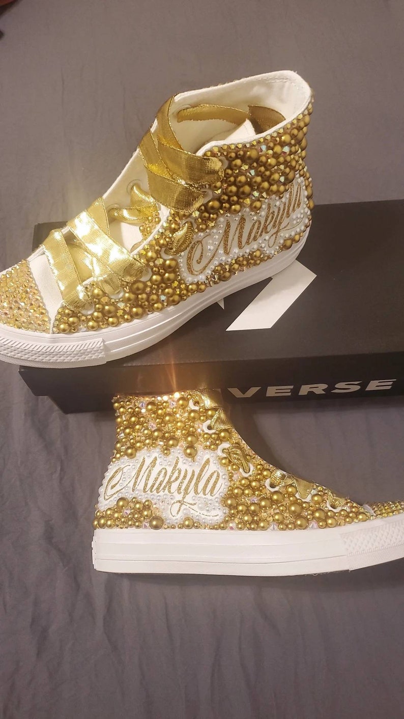 Prom or Wedding Bridal High Top Tennis Shoes With Pearl's Etsy
