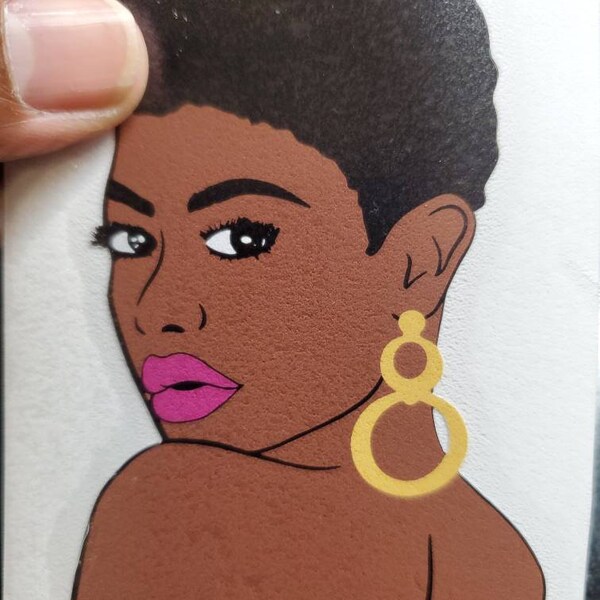 Over The Shoulder Diva - Decal Sticker ( Medium Brown Skin )