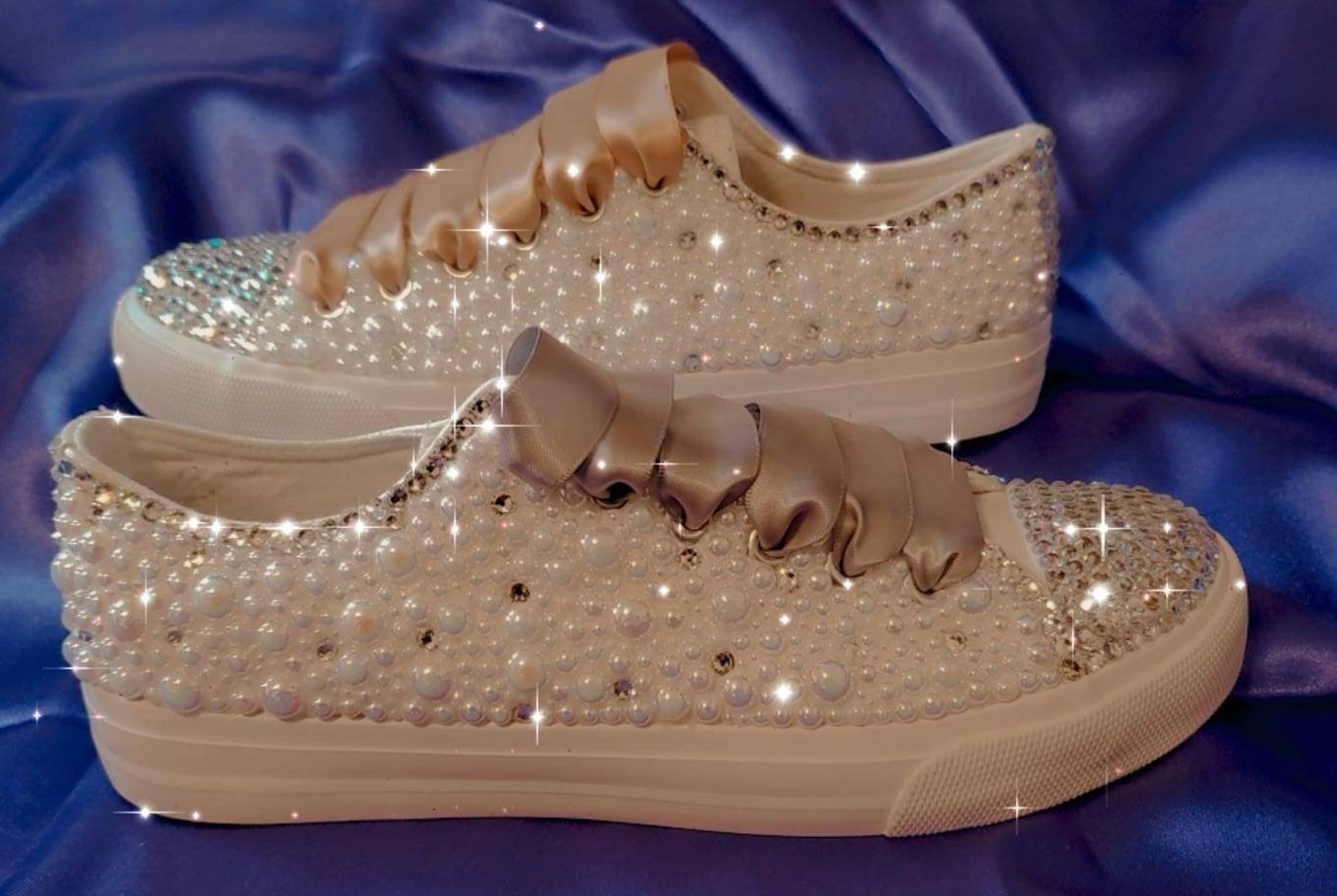 Wedding Bridal Tennis Shoes With Pearl's and Rhinestones - Etsy