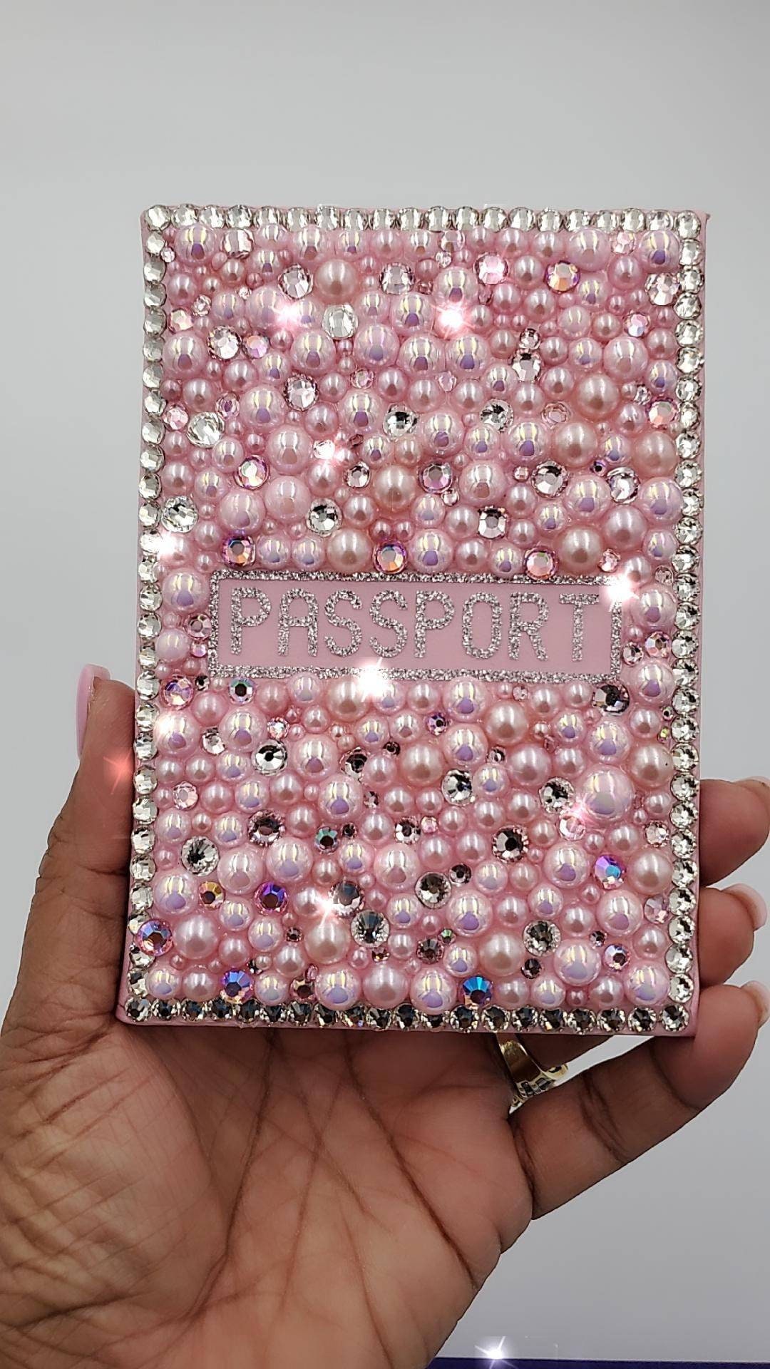 Light Pink Passport Cover With Pearls and Rhinestones Bling Etsy