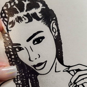 Lady with Braids - 4&quot; x 3&quot; ( approximately) Vinyl Decal
