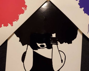 Afro Lady Fluffing Hair - Decal Sticker