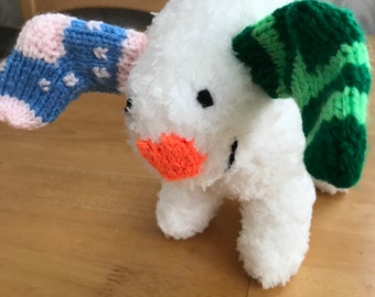 Hand knitted Snow dog