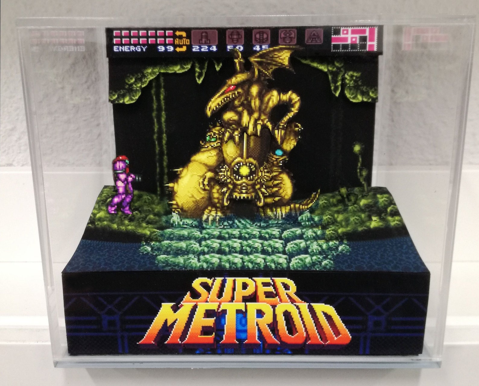 Super Metroid Golden Statue Cubic Diorama Etsy