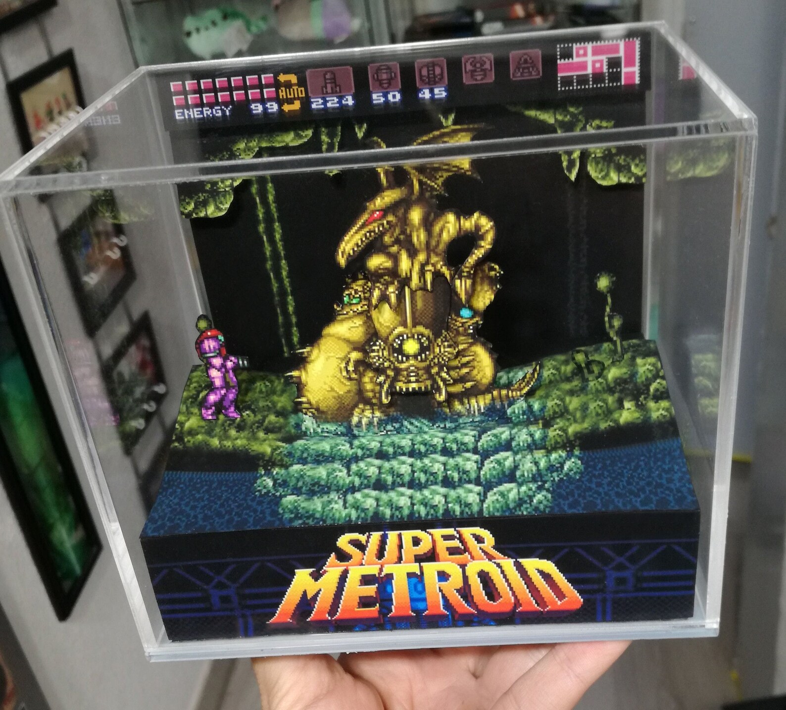 Super Metroid Golden Statue Cubic Diorama Etsy