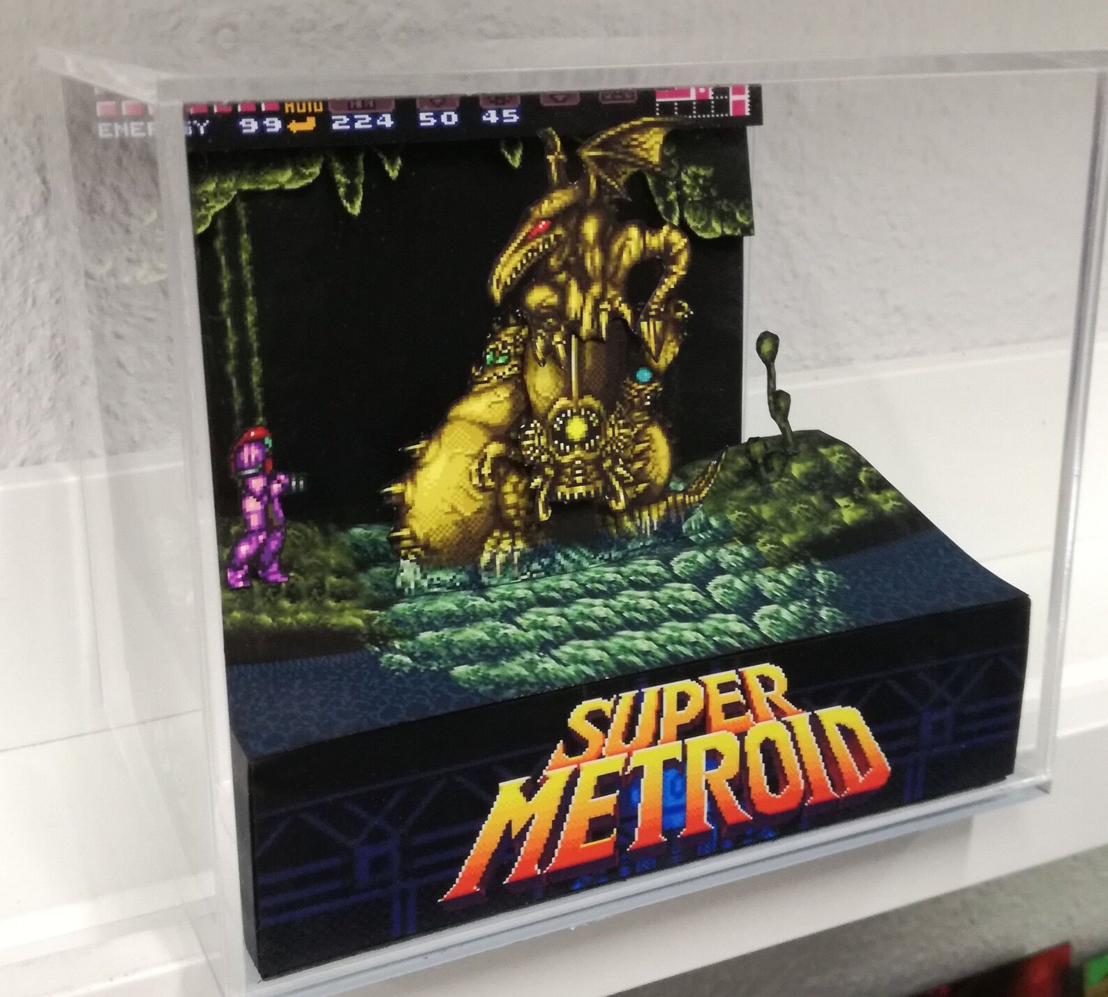 Super Metroid Golden Statue Cubic Diorama Etsy