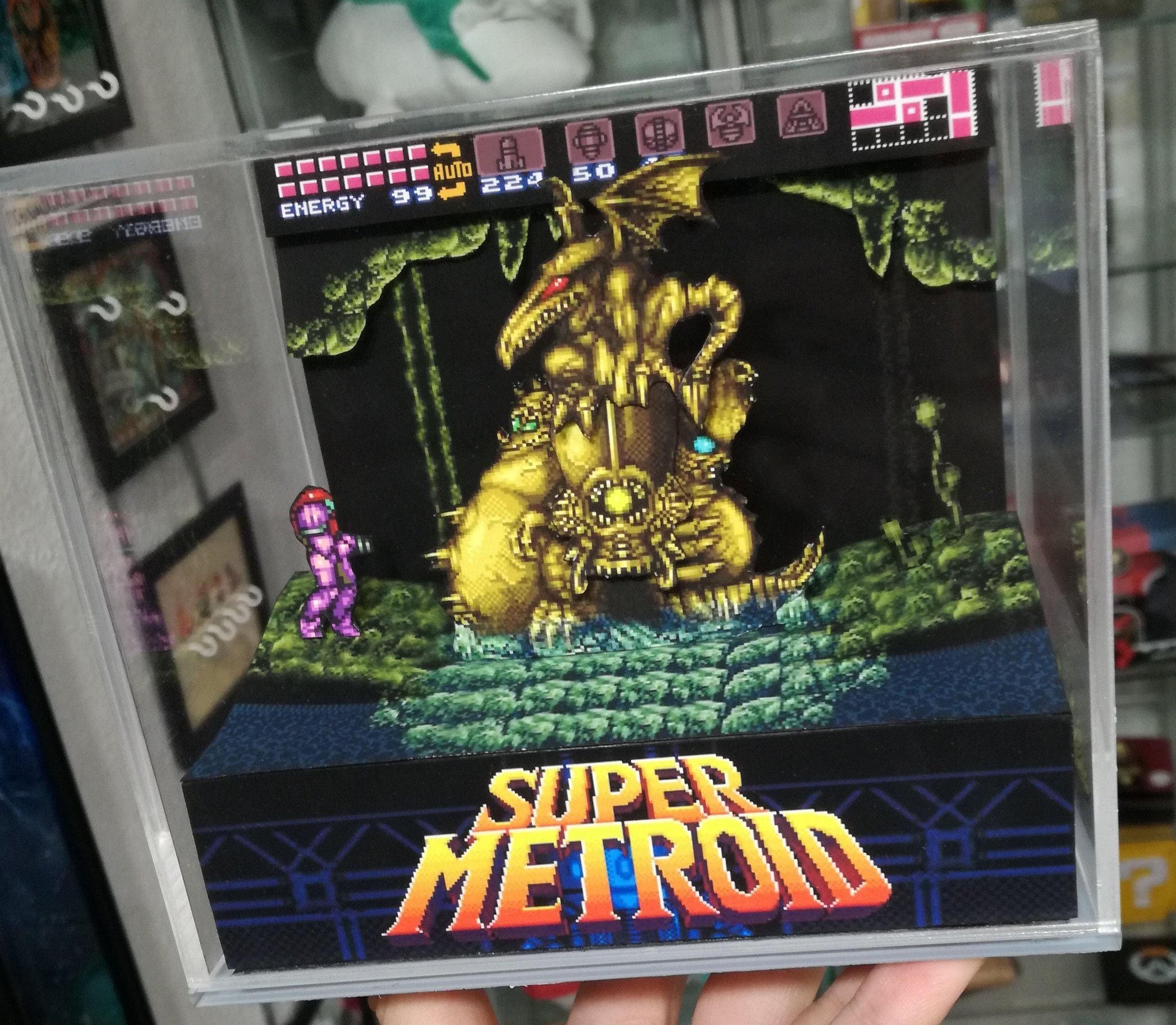 Super Metroid Golden Statue Cubic Diorama Etsy
