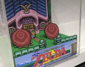 The Legend of Zelda Link to the Past Ocarina Scene Shadow Box Diorama Cube  SNES