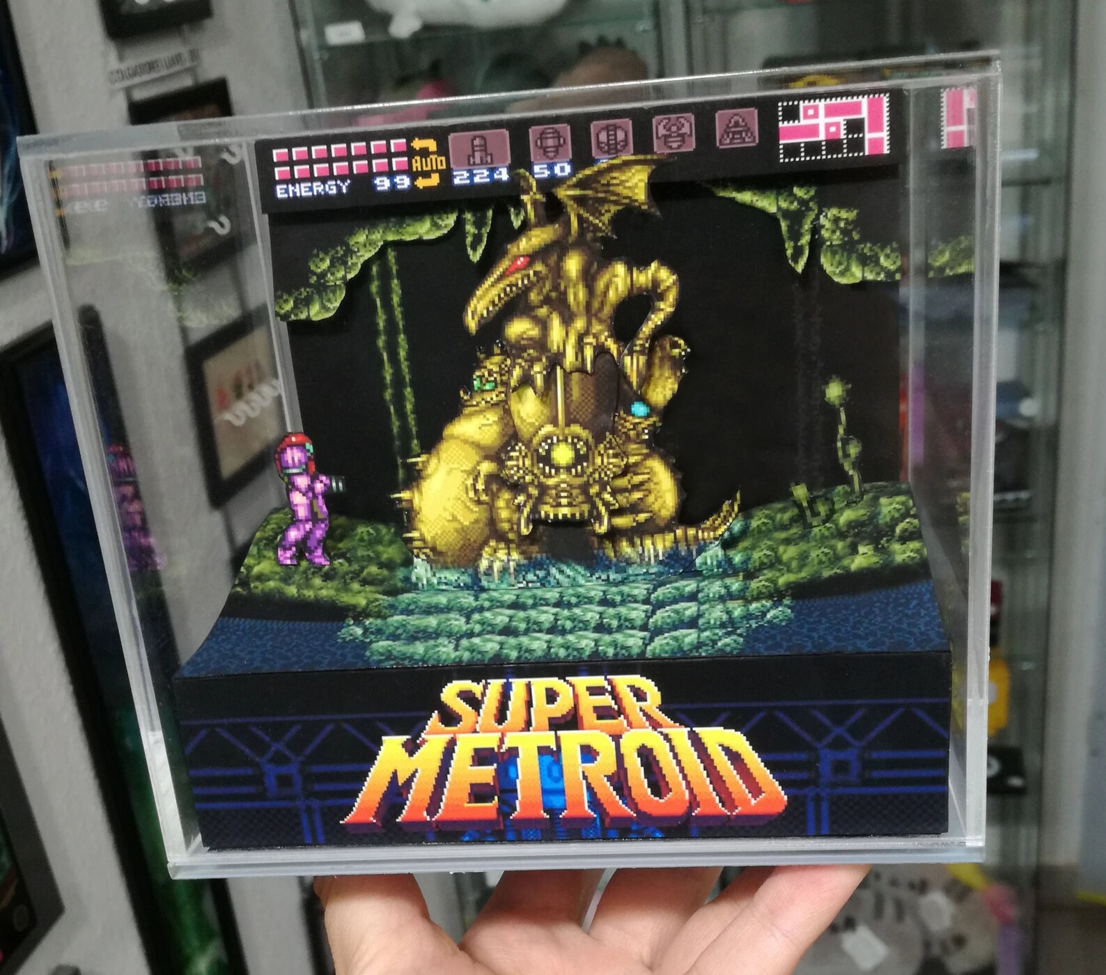 Super Metroid Golden Statue Cubic Diorama Etsy