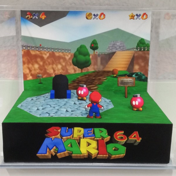 Diorama de cubo de Super Mario 64