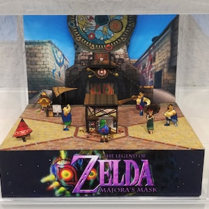 Zelda Majoras Mask Reloj Pueblo Cubo Diorama