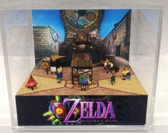 Zelda Majoras Mask Reloj Pueblo Cubo Diorama