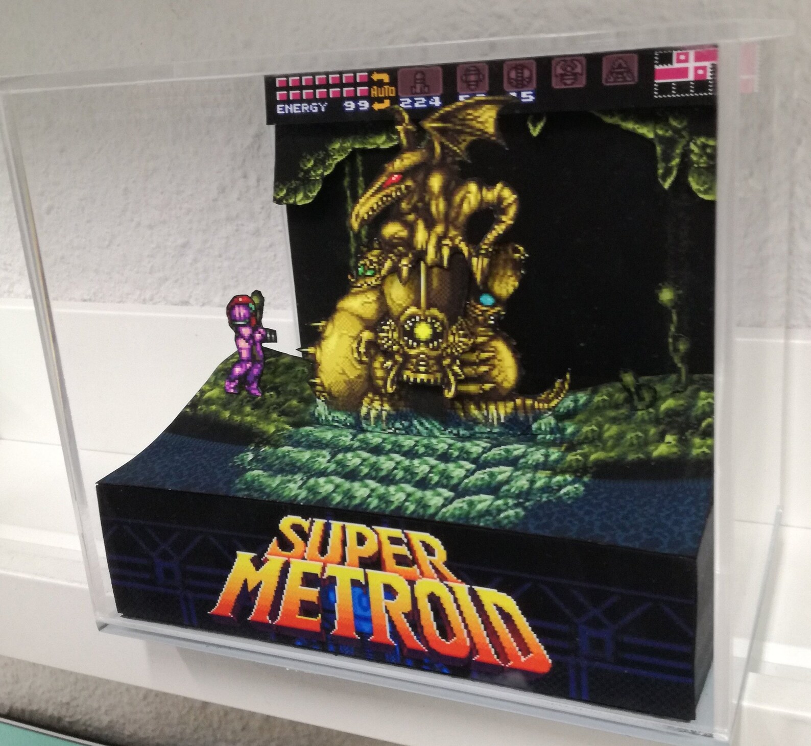Super Metroid Golden Statue Cubic Diorama Etsy