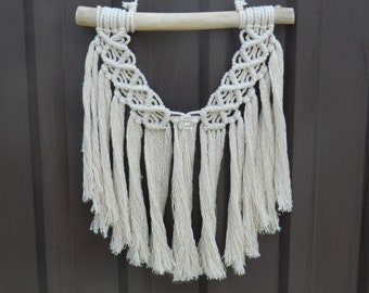 Macrame wall hanging boho style wall hanging beige cord medium bohemian fibre art modern coastal home natural minimalist tapestry wall decor