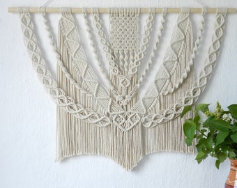 Extra Large Macrame Wall Hanging Abstract Textile Art for Interior Fiber Wall Art Decor Extra Large Macrame Headboard Macrame Mural