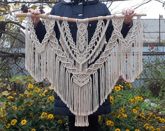 Large Macrame Wall Hanging, Bohemian Woven Tapestry, Macrame Mural