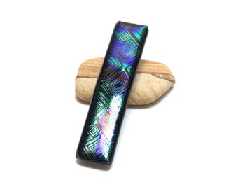 Dichroic Glass Barrette for Fine Hair – 3- inch Handmade Fused Glass Hair Clip – Sister in Law Birthday Gift