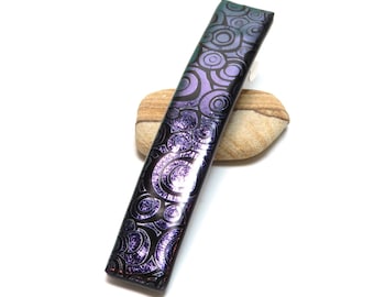Purple Dichroic Glass French Barrette 4-Inch Handcrafted Thick Hair Clip Iridescent Shimmery Wedding Accessory