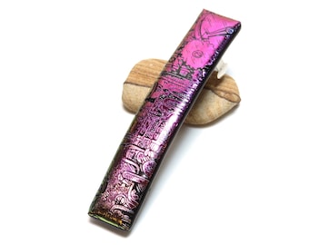Handcrafted Dichroic Glass French Barrette Thick Hair Clip Unique Birthday Gift Daughter Handmade Art Deco Boutique Accessory