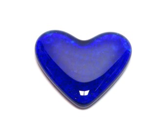 Blue Fused Glass Heart, Royal Blue & Soft Blue Heart, Handcrafted Glass Art, Blue Heart Home Decor, Unique Glass Gift