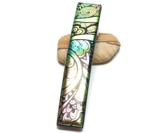 Elegant Dichroic Fused Glass French Barrette for Thick Hair - Modern Gift for Her