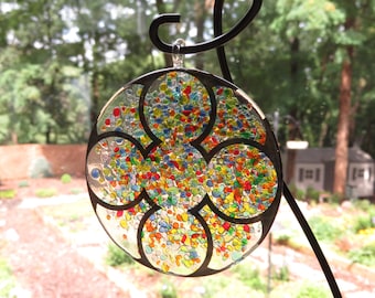 Fused Glass Suncatcher Ornament - Cathedral Window Design