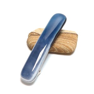 Blue 3-Inch Fused Glass Hair Barrette: Handmade Accessory for Thin Hair - Unique Gift