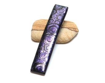 Purple Dichroic Glass French Barrette for Fine Hair - 3- inch Handcrafted Fused Glass