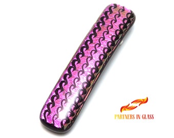 Pink Dichroic Glass French Barrette for Fine Hair - Handcrafted Fused Glass