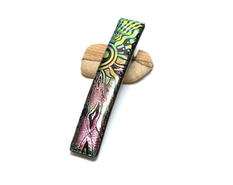 Handcrafted Dichroic Glass French Barrette Thick Hair Clip Unique Birthday Gift Daughter Handmade Art Deco Boutique Accessory