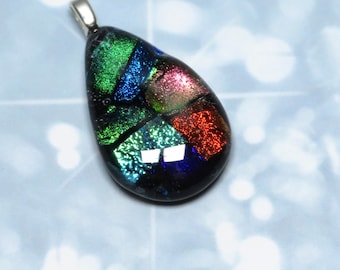 Dichroic Fused Glass Pendant Handmade - Birthday Gift for Sister in Law