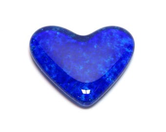 Blue Fused Glass Heart, Royal Blue & Light Blue Heart, Handcrafted Glass Art, Blue Heart Home Decor, Unique Glass Gift