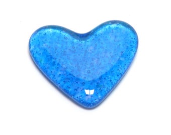 Light Blue Fused Glass Heart, Blue Glass Heart, Handcrafted Glass Art, Blue Heart Home Decor, Unique Glass Gift