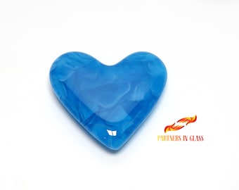 Handcrafted Blue Glass Heart: Sentimental Keepsake for Long Distance Relationships & Memories