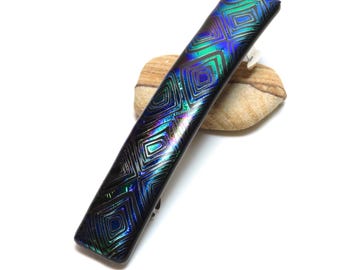 Handcrafted Dichroic Glass French Barrette Thick Hair Clip Unique Birthday Gift Daughter Handmade Art Boutique Accessory