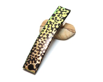 Handcrafted Dichroic Glass French Barrette Thick Hair Clip Unique Birthday Gift Daughter Handmade Art Deco Boutique Accessory