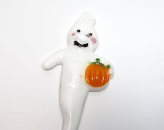 Spooky Fused Glass Ghost Stake: Weatherproof Halloween Garden Decor for Indoor & Outdoor Planters