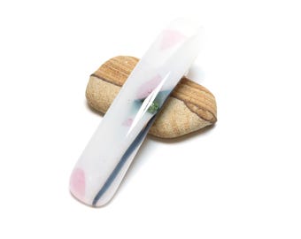 Fused Glass Barrette for Fine Hair – White Pastel Hair Clip