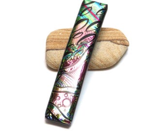 Dichroic Glass Barrette for Fine Hair – 3-inch Handmade Fused Glass Hair Clip – Lightweight Hair Accessory – Gift for Her