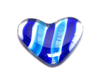 Lavender and Turquoise Fused Glass Heart - Blue Purple Pocket Heart Handcrafted Art, Sympathy Gift, Keepsake Decor for Her