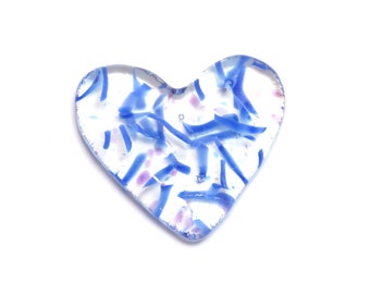 Handcrafted Blue Fused Glass Pocket Heart, Unique Sympathy Gift, Thoughtful Birthday Present