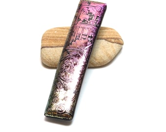 Handcrafted Dichroic Glass Barrette – 3 Inch Hair Clip – Unique Artisan Hair Accessory
