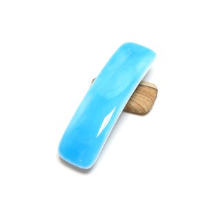 Blue Fused Glass French Barrette: Stylish Hair Accessory for Thick Locks, Colorful Artisan Clip