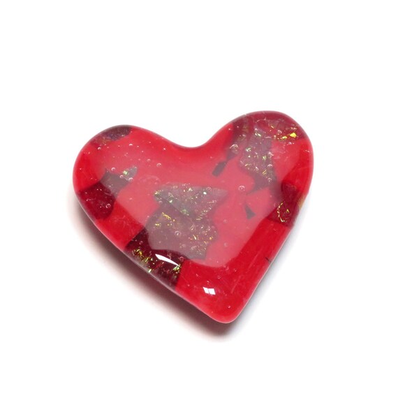 Fused Glass Heart, Red Handmade Pocket Heart, Fused Pocket Hug, Thinking of You Gift, Worry Stone for Sister in Law Birthday