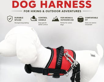 Dog Hiking Harness with Handle, Durable Nylon Dog Vest, Outdoor Walking Harness, Adventure Dog Harness and Leash set